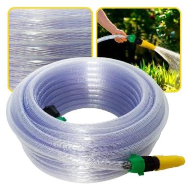 Imagem de Mangueira De Jardim Trançada Cristal + Esguicho + União-Adequado para jardim e varanda(50 metros)