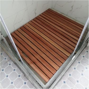 Imagem de tapete de banho sem deslizamento tapete de banho tapete de banheiro tapa de banho de madeira natural tapete de banho, hollow out splicing anti-racking pedal de pé de banheira, placa de drena