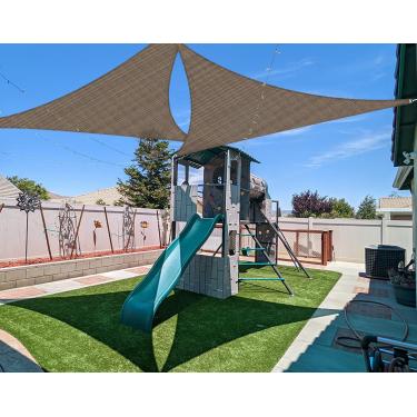 Imagem de COARBOR Guarda-Sol 8' X, Toldo, Tela Triangular Resistente, Para Áreas Externas, Pátio, Jardim, Quintal, Deck, Pérgola Marrom