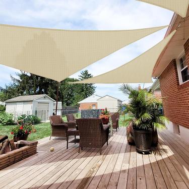 Imagem de Patio Guarda-Sol Triangular Paradise 8' X, Tecido Permeável, Cobertura De Bloqueio Luz Solar, Deck Hdpe, Toldo Para Áreas Externas, Quintal, Pérgolas, Sombreamento Telhado, Bege