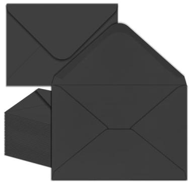 Imagem de Pacote com 50 envelopes 4 x 6 envelopes pretos A4 para convites, imprimíveis, autoselados para casamentos, convites, fotos, cartões postais, cartões comemorativos, correspondências