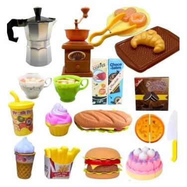 Imagem de Kit Brinquedo Faz De Conta Bule Moedor Café Lanches Adesivo Infantil C