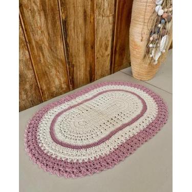 Imagem de Tapete Oval Vezinho Pequeno 65x45cm Crochê Artesanal - Maria Croche Ve