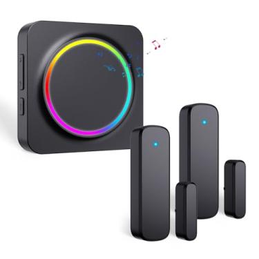 Imagem de Carrilhão de porta, alarme de entrada de porta BITIWEND para empresas/casa/escritório/loja, alcance de 600 pés, 32 sinos 5 volume ajustável, alerta de campainha de porta 2 sensores + 1 receptores