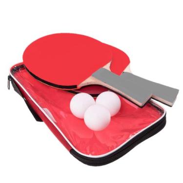 Imagem de Kit 2 Raquetes Ping Pong 3 Bolinhas Tênis De Mesa Com Bolsa - DM Sport