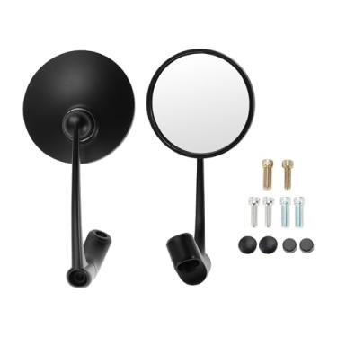 Imagem de VekAuto 1 conjunto de espelhos retrovisores de motocicleta espelhos de guidão universal ajustável plástico preto M8/M10 forma redonda