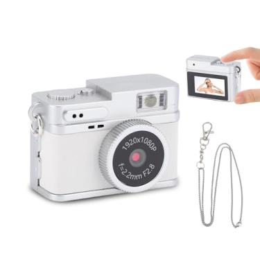 Imagem de VBESTLIFE Mini Câmera de Chaves, 1080p HD 2MP Retro Digital Câmera, Gravador de Vídeo Portátil de Câmera Pequena Com Tela Colorida de 0,96in, Cartão de Memória de 32 GB (Branco)