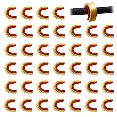 Imagem de SPG Conjunto de 40 pontos de amarração de corda de arco - Conjunto de 40 pontas de arco para arco acessórios de tiro com arco clipe de fivela para arco longo recurvo composto (vermelho)