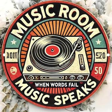 Imagem de Cbngaoey Arte de parede de disco de vinil vintage - ideal para amantes de música, perfeita para decoração de quarto, bar e clube, ótimo presente de Natal, decoração de sala de música