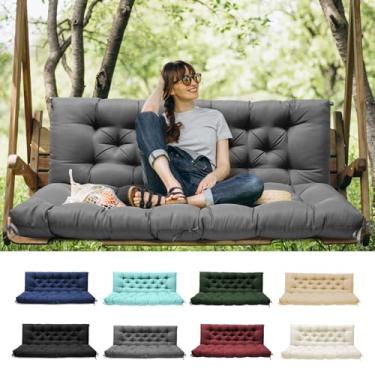 Imagem de Tycdiose Almofadas de balanço para varanda com encosto, almofadas de balanço de substituição à prova d'água para móveis de pátio ao ar livre, almofadas de banco de balanço de 2 a 3 lugares de