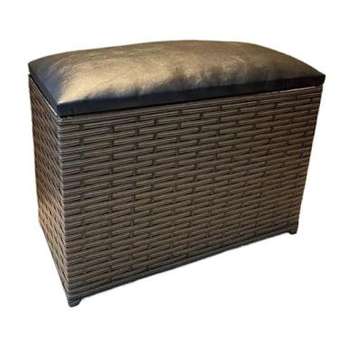 Imagem de Puff Baú de Brinquedos Infantil 100L – Bau Organizador de Brinquedos com Assento Suede em Fibra Sintética(Argila/Preto Napa)