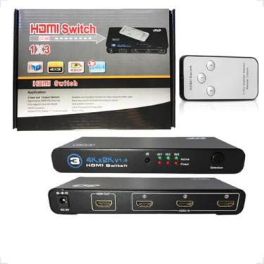 Imagem de Divisor Splitter Distribuidor De Sinal Hdmi Com Controle 1x3 3d 4k X 2k V1.4 3d 1080p Full Hd Versão