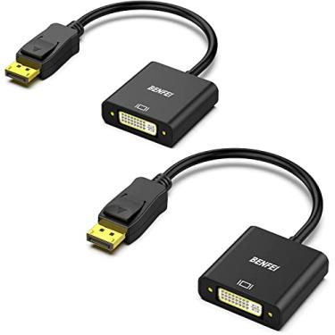 Imagem de BENFEI Adaptador de link único DisplayPort para DVI pacote com 2, porta de exibição unidirecional para conversor de tela DVI 1080P 60Hz macho para fêmea preto compatível com Lenovo, Dell, HP e outros