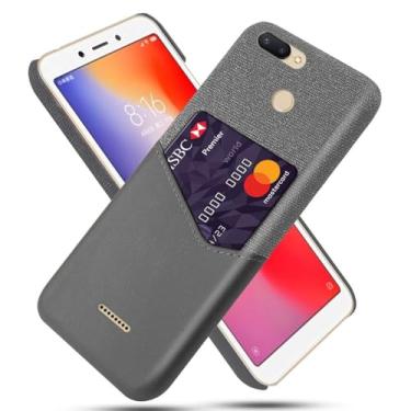 Imagem de Capa para Xiaomi Redmi 6,Tela e tampa de couro PU,Antideslizante,360°cobertura completa à prova de choque com 1 slot de cartão atrás,Prevenção de queda-Gray