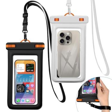 Imagem de Heliosea Capa de telefone flutuante IPX8 à prova d'água (pacote com 2) bolsa de telefone impermeável de 7,5 polegadas para iPhone 16/15/14 Pro Max Galaxy S24/S23 cordão ajustável + alça de pulso