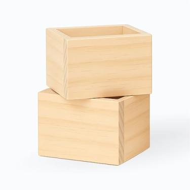 Imagem de Kit 2 Vasos Cachepot em Madeira Pinus Natural 15x15x10 Cor:PINUS NATURAL;Tamanho:15X15X10