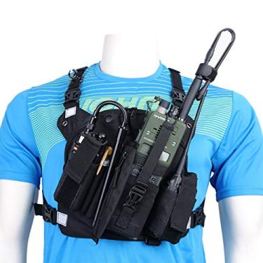 Imagem de Abbree Bolsa frontal com coldre e bolsa de transporte para Baofeng Ham Radio UV-5R BF-F8HP Pro 5RM K5 Plus DM32 AR-152 capa para walkie talkie de rádio bidirecional (PT-09)