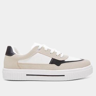 Imagem de Tênis Vizzano Feminino Recortes Branco/ Cinza, Branco, 38, Mulher