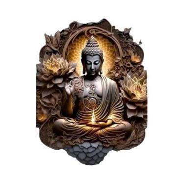 Imagem de Buda Com Flores Pintura Em Tela Arte Da Parede Budismo Escultura Carta