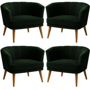 Imagem de Conjunto 4 Poltronas para Recepção Comercial Ergonômica Tecido Veludo 
