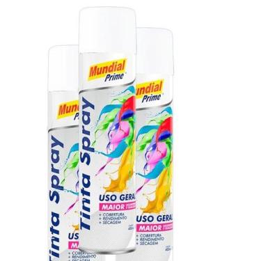 Imagem de Kit 3 Tinta Spray Uso Geral Branco Brilhante Mundial Prime, Único