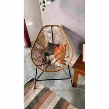 Imagem de Cadeira Acapulco Oval, Fibra Sintética, Estrutura em Aço Carbono, Pés com Borracha, Preta