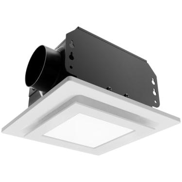 Imagem de Gopper Exaustor de banheiro de painel de 25 cm com luz, ventilador de banheiro de abertura de 19 cm com combinação de luz LED de 6000K, ventilador de ventilação de banheiro de baixo ruído de 120 CFM