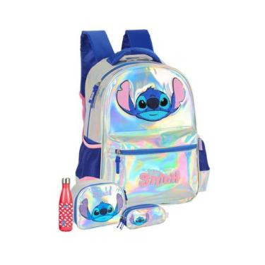 Imagem de Kit Lilo Stitch Mochila Rodas+Lancheira+Estojo+Garrafa - Luxcel
