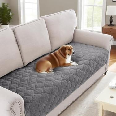 Imagem de H.VERSAILTEX Capa de sofá felpuda de chenille para 3 almofadas, antiderrapante, lavável, com alça, para cães, gatos, crianças (91 cm x 208 cm, cinza claro)