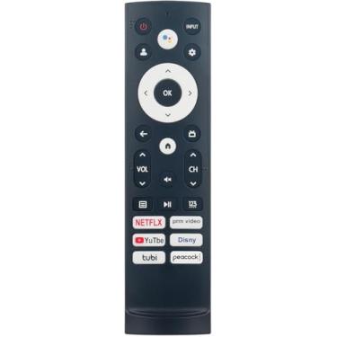 Imagem de RIVIERA Substituição de controle remoto de voz ERF3M90H para Smart TV Hisense Google Andriod UHD QLED 4K com comando Alexa e Netflix Primevideo YouTube Disney+ Tubi Peacock Hot Keys
