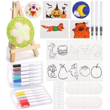 Imagem de Spearlcable Kit de pintura mágica inchada, kit de pintura de textura de espuma 3D, incluindo papel mágico texturizado, pincel de tinta de espuma, marcadores de tinta acrílica, kit de pintura de