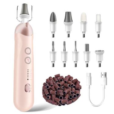 Imagem de Kit de manicure e pedicure Conjunto de lixa de unhas elétrica sem fio 