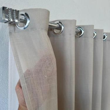 Imagem de Cortina Para Sala Quarto Janela Porta Voil Linho Com forro Microfibra 