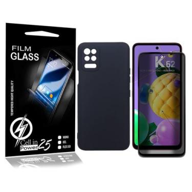 Imagem de Kit Capa Aveludada + Película Privacidade Preta 3d P/ LG K62 LMK520BMW
