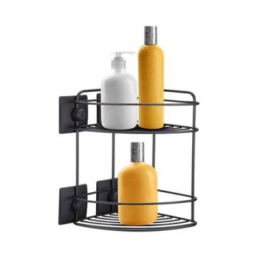 Imagem de Suporte Porta Shampoo Cantoneira 2 Andares De Aço C/ Adesivo - Arthi, 