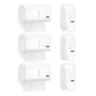 Imagem de Kit 3 Dispenser Porta Papel Toalha E 3 Saboneteira/ Alcool Gel Dispens