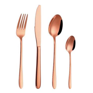Imagem de Jogo De Talheres Inox Luxo 16 Peças Dourado Preto E Rosê - Cutlery Set