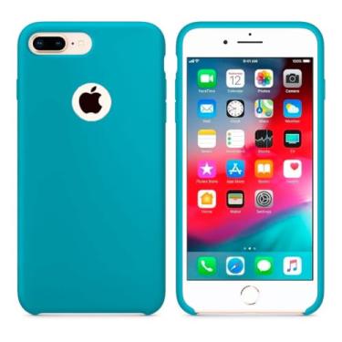 Imagem de Case Capa Capinha Silicone Aveludado pra iPhone 7 (Verde Piscina)