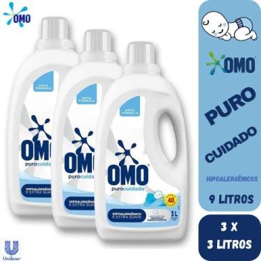Imagem de Kit 3 Lava Roupas Líquido Omo hipoalergênico Roupas Finas de Bebê Puro