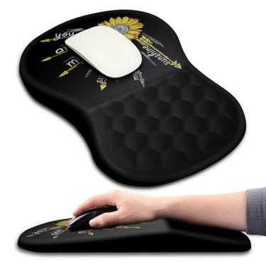 Imagem de Hokafenle Mouse pad ergonômico suporte de pulso com design de massagem, descanso de pulso para alívio da dor Mousepad com espuma de memória e base de poliuretano antiderrapante, mouse pads para mouse e mesa sem fio (30 x 20 cm, inspirador)