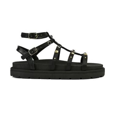 Imagem de Papete Gladiadora Feminina  Pedras Tiras Ajustáveis Fivela Confortável