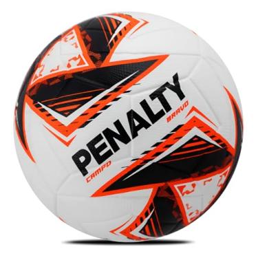 Imagem de Bola de Futebol de Campo Penalty Bravo XXV Oficial Costurada à Mão Câmara de Butil Durável Branco e Vermelho