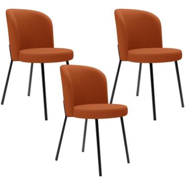 Imagem de Kit 3 Cadeiras Sala De Jantar Estofada Gavi L02 Tecido Terracota - LYA