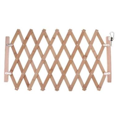 Imagem de Portao Retratil Bambu Pet Cachorro Criança Bebe Safonado Ajustavel Tre