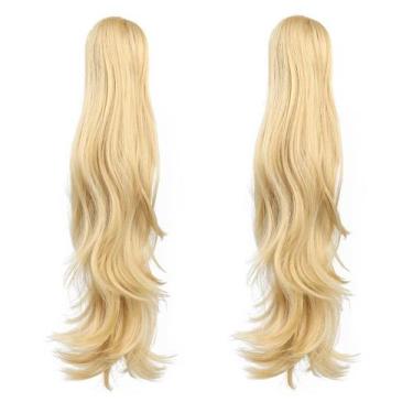 Imagem de Peruca HSPJHTM Blonde 61 cm, rabo de cavalo sintético com clipe, 2 peç