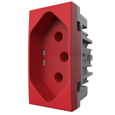 Imagem de Módulo tomada 2P+T 10A 250V~ Vermelha Módulo Pro Alumbra Branco