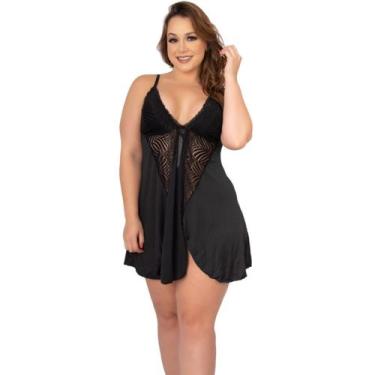 Imagem de Camisola Plus Size Renda WLS Modas Abertura Soltinha Lingerie Roupa Pa