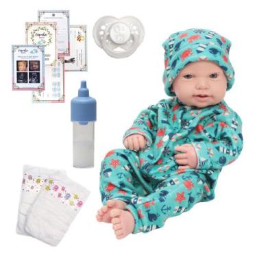 Imagem de Bebê Reborn De Silicone Masculino Pode Molhar Pijama Fofo - Cegonha Re