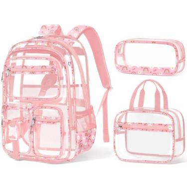 Imagem de Mochila Fimibuke Clear para meninas com lancheira e estojo de lápis