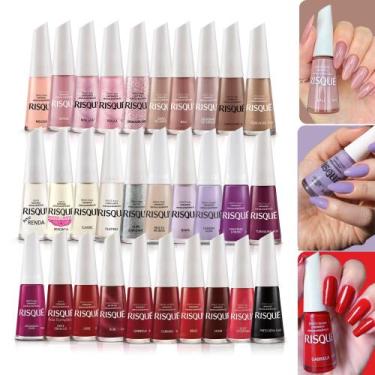 Imagem de Kit 30 Esmaltes Risque Diversas Cores Cremoso Hipoalergênico - Risqué,